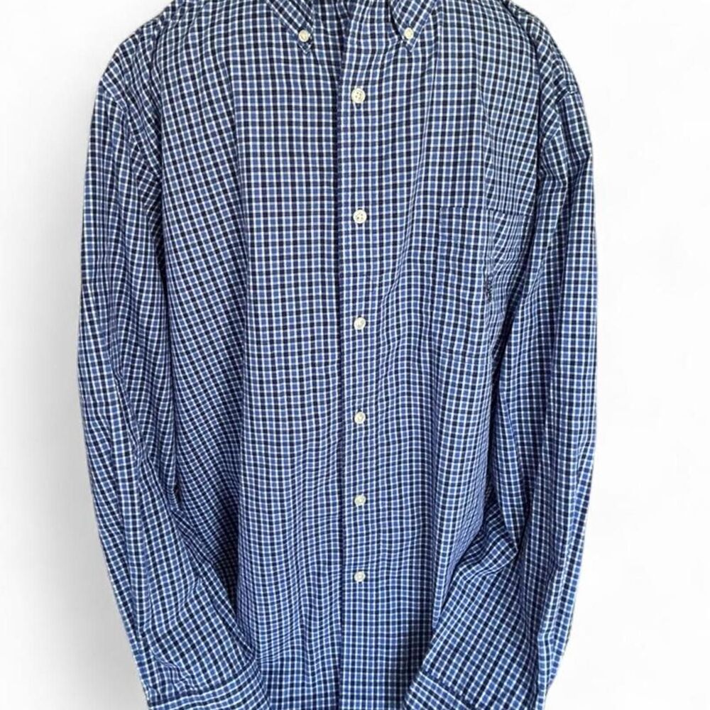 Chaps Men's Navy and White Button Up Shirt - Picture 2 of 5